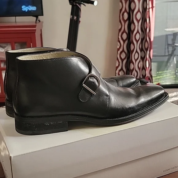 Kenneth Cole Black Leather Monk Strap Ankle Boots - Men\'s 9.5 Kenneth Cole New York Black Lthr Monk Strap Ankle Boots  main image 3